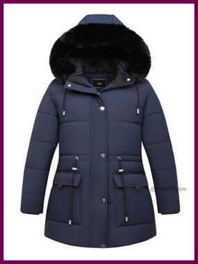 Women's Plus Size Waterproof Down Parka Coat Winter Warm Long Sleeve